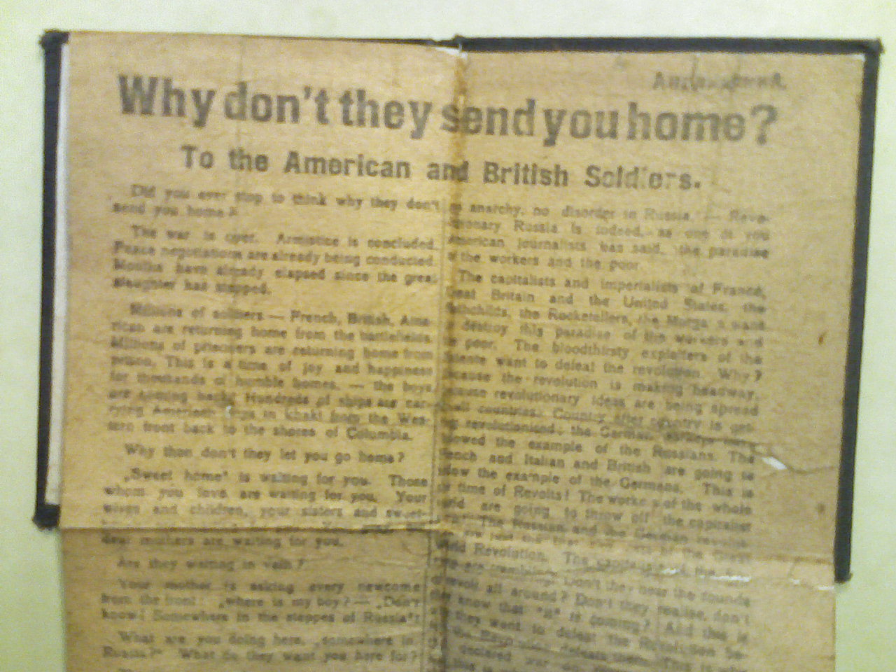 Leaflet from The Group of English speaking Communists, page 2